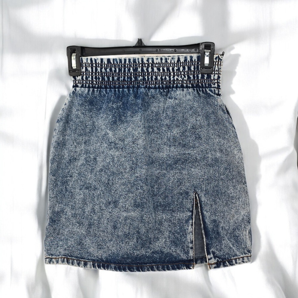 BDG Urban‎ Outfitters Denim Mini Skirt Acid Wash Elastic Waist Woman XS Blue